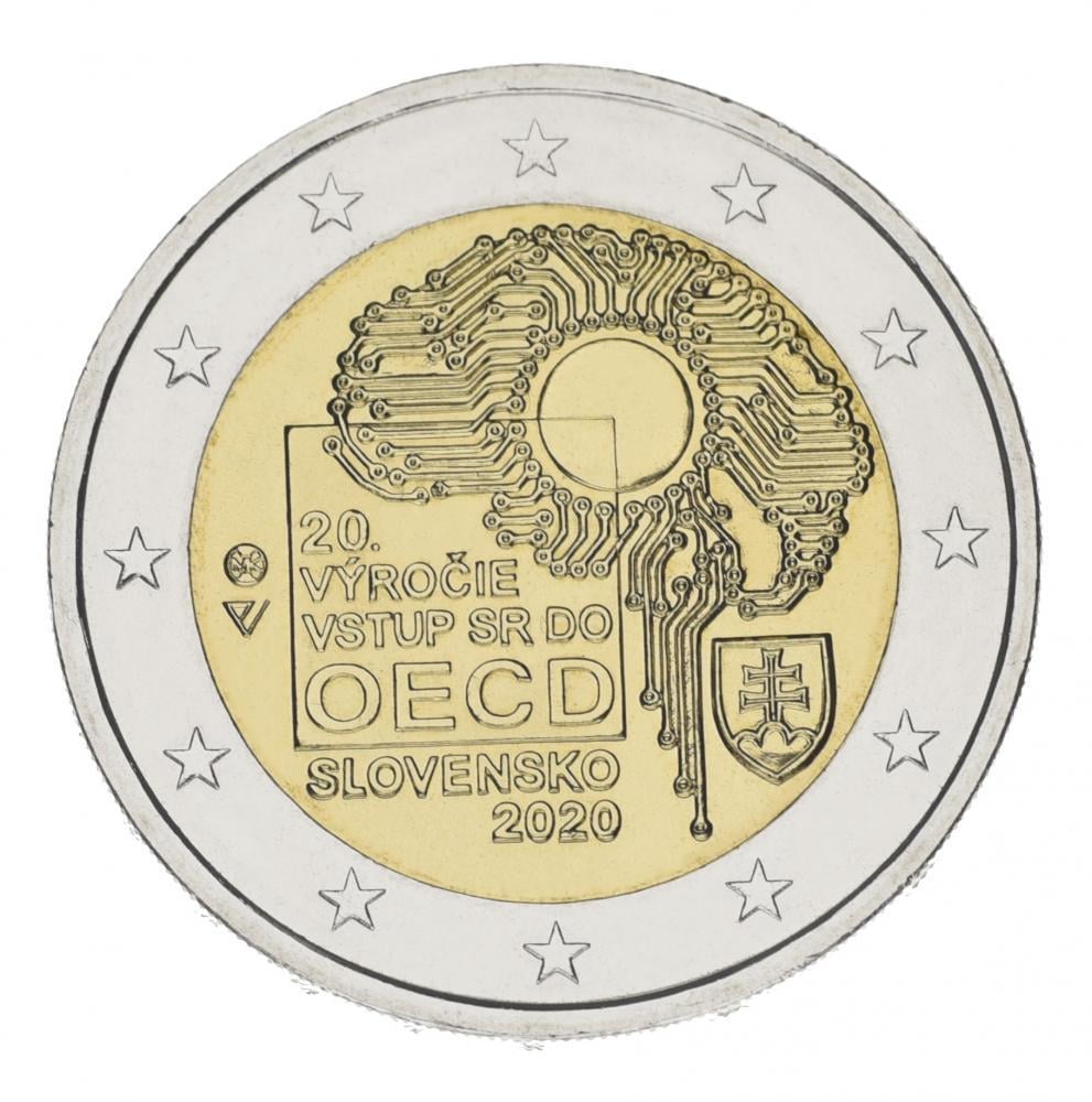 Колекційна монета Словаччина 2 євро 2020 Біметал UNC 20-я річниця вступу Словаччини в ОЕСР (М15348)