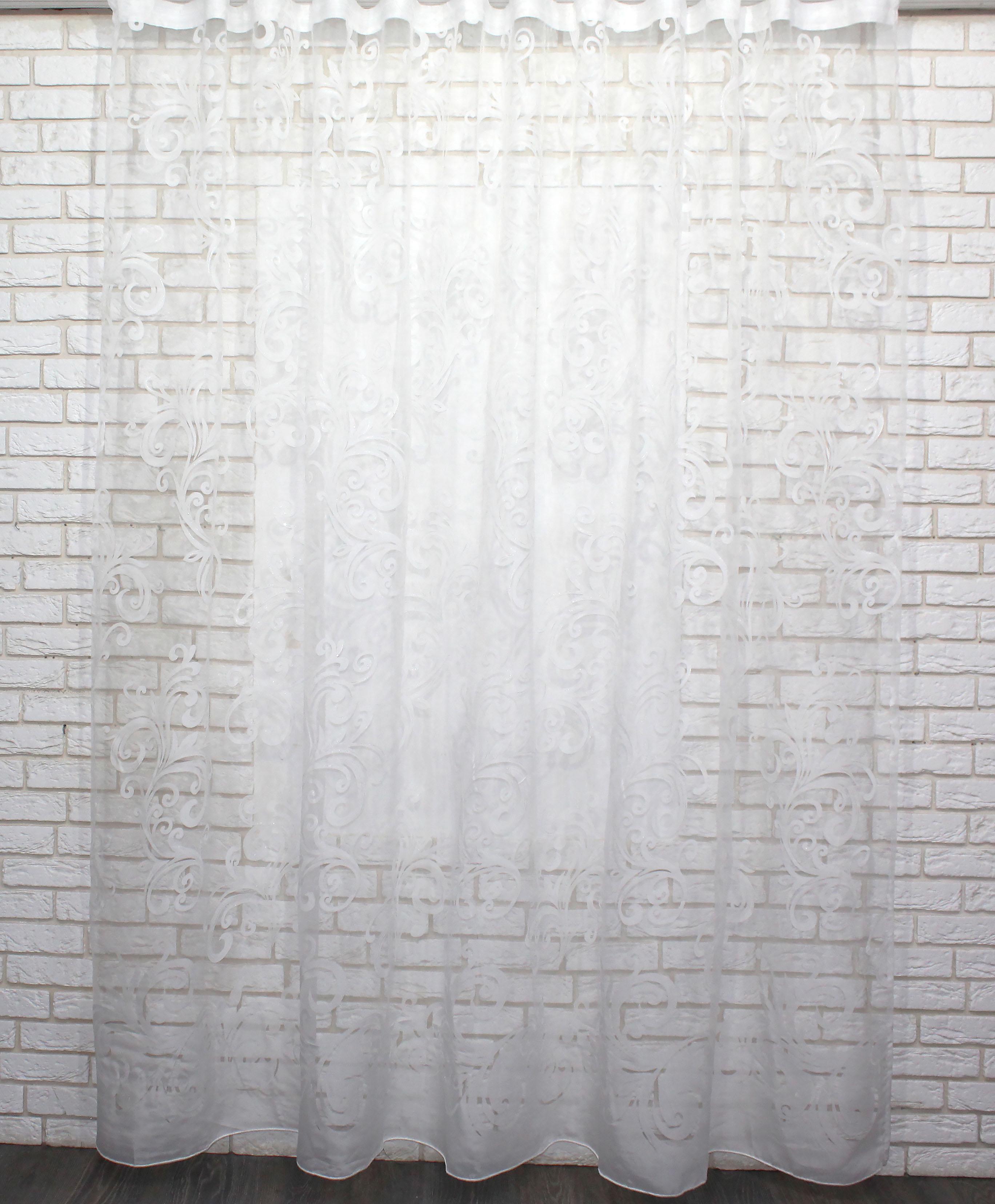 Тюль VR-Textil 905т Органза с принтом 300х270 см Белый с серебристым (42-0115) Тюль VR-Textil 905т Органза с принтом 300х270 см Белый с серебристым (42-0115)