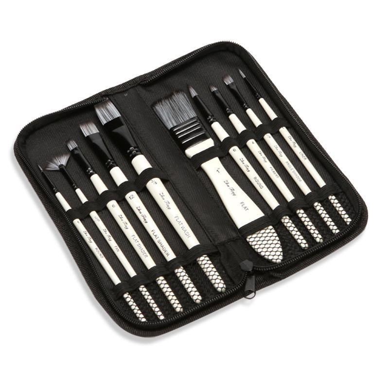 Набор профессиональных художественных кистей 10 шт. Масло/акрил/акварель/гуашь/темпера (137814) - фото 2 Набор профессиональных художественных кистей 10 шт. Масло/акрил/акварель/гуашь/темпера (137814) - фото 2