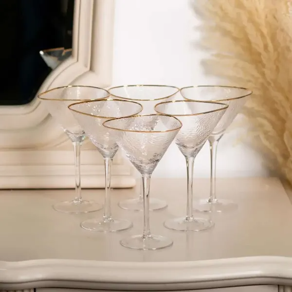 Набір келихів для мартіні Triangle 6 шт. по 200 мл Прозорий/Золотий - фото 3