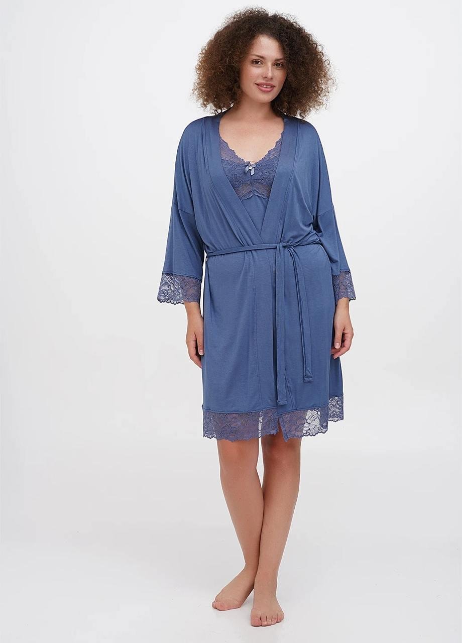 Комплект женский ночная рубашка/халат Cotpark 2XL Синий (16198-04-2XL)