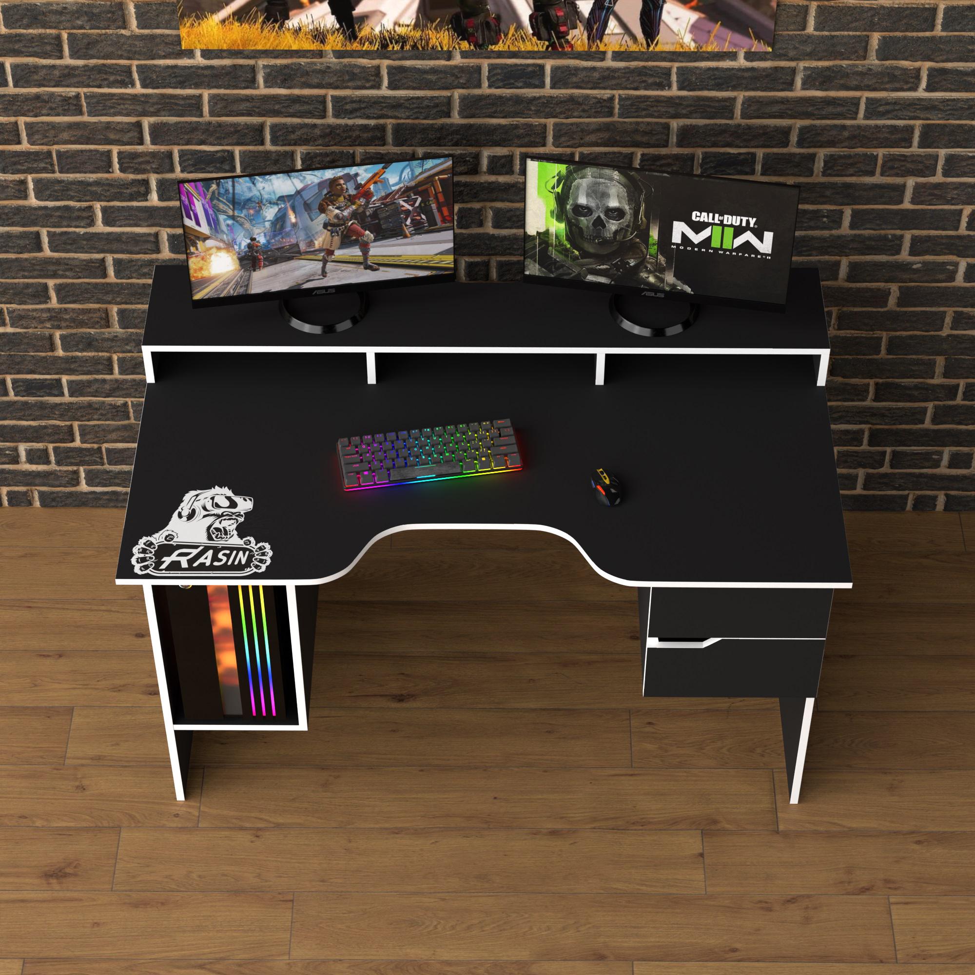 Геймерський стіл Тіса-меблі Rasin RS-10 140х80х88 см Чорний/Білий - фото 2 Геймерський стіл Тіса-меблі Rasin RS-10 140х80х88 см Чорний/Білий - фото 2