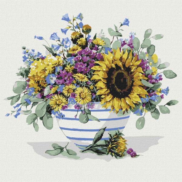 Картина по номерам Идейка Цветы Прекрасный подсолнух 30х30 см в термопакете (KHO3155)