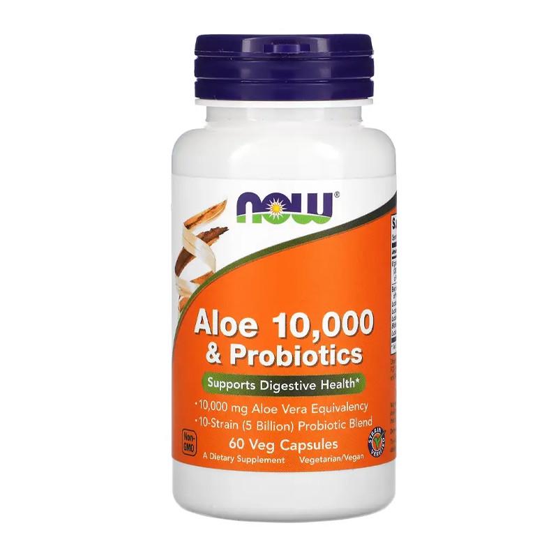 Алое вера та пробіотики NOW Aloe 10000 & Probiotics 60 капс. (09441-01)