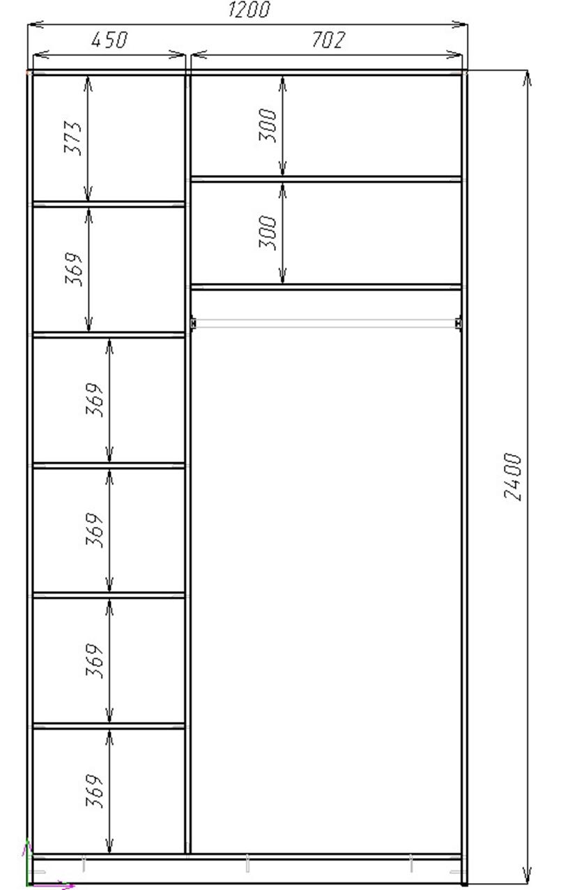 Шкаф-купе Viant Ligth зеркала 1200х600x2400 мм Дуб сонома - фото 2