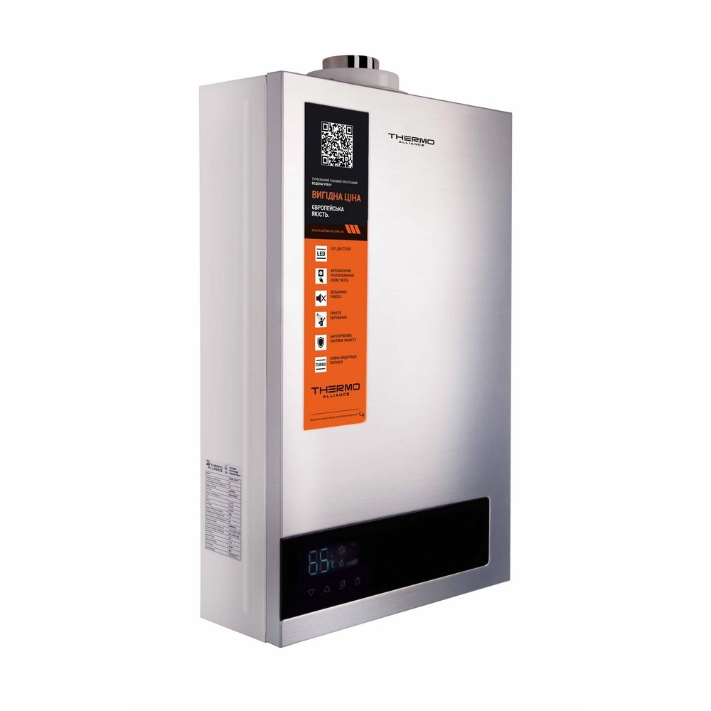 Колонка газовая турбированная Thermo Alliance JSG20-10ETP18 10 л Silver/Комплект коаксиальный - фото 3