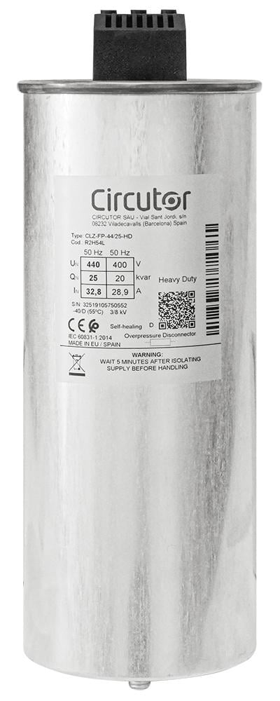 Конденсатор трехфазный E.NEXT CLZ-FP-44/25-HD 20/25кВАр 400/440В самовосстановительный цилиндрический (R2H54L)