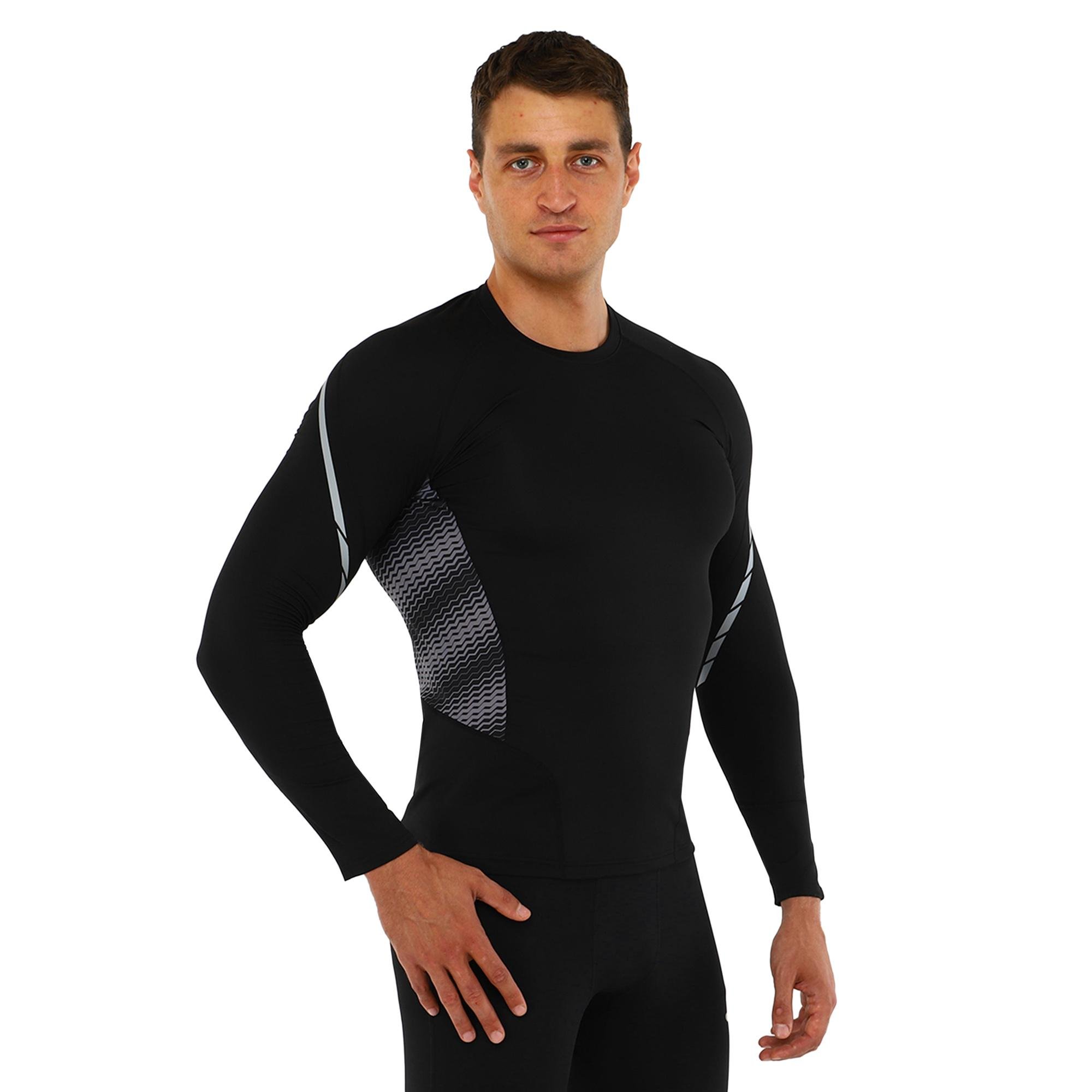 Компресійна футболка чоловіча LIDONG UA-509 з довгим рукавом L зріст 170-175 см Чорний/Сірий (6936116101377)