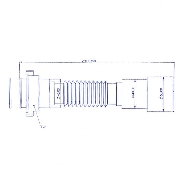 Гнучка труба для сифона Bakimay PL 1301 ⌀ 40х40/50 мм 250-750 мм - фото 2