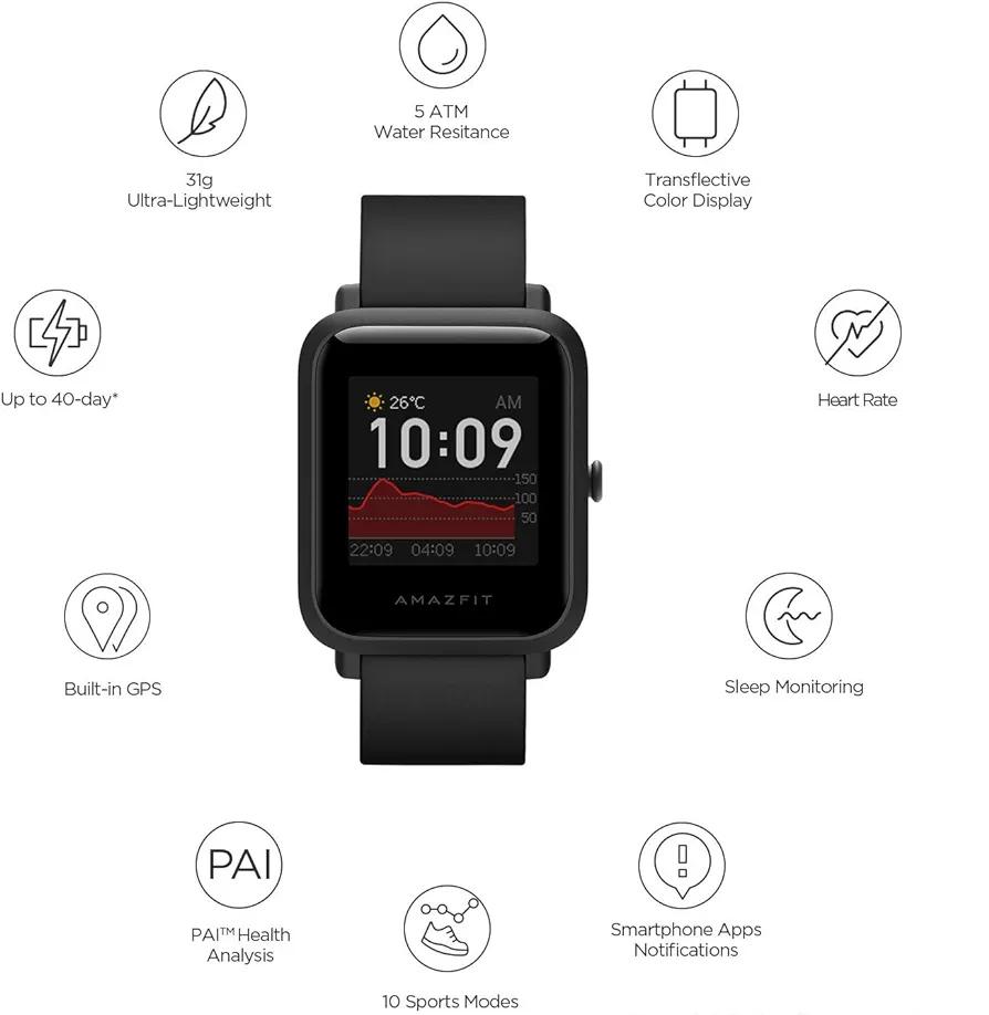 Смарт-годинник водонепроникний Amazfit Bip S Fitness GPS 1,28" (1230909) - фото 3