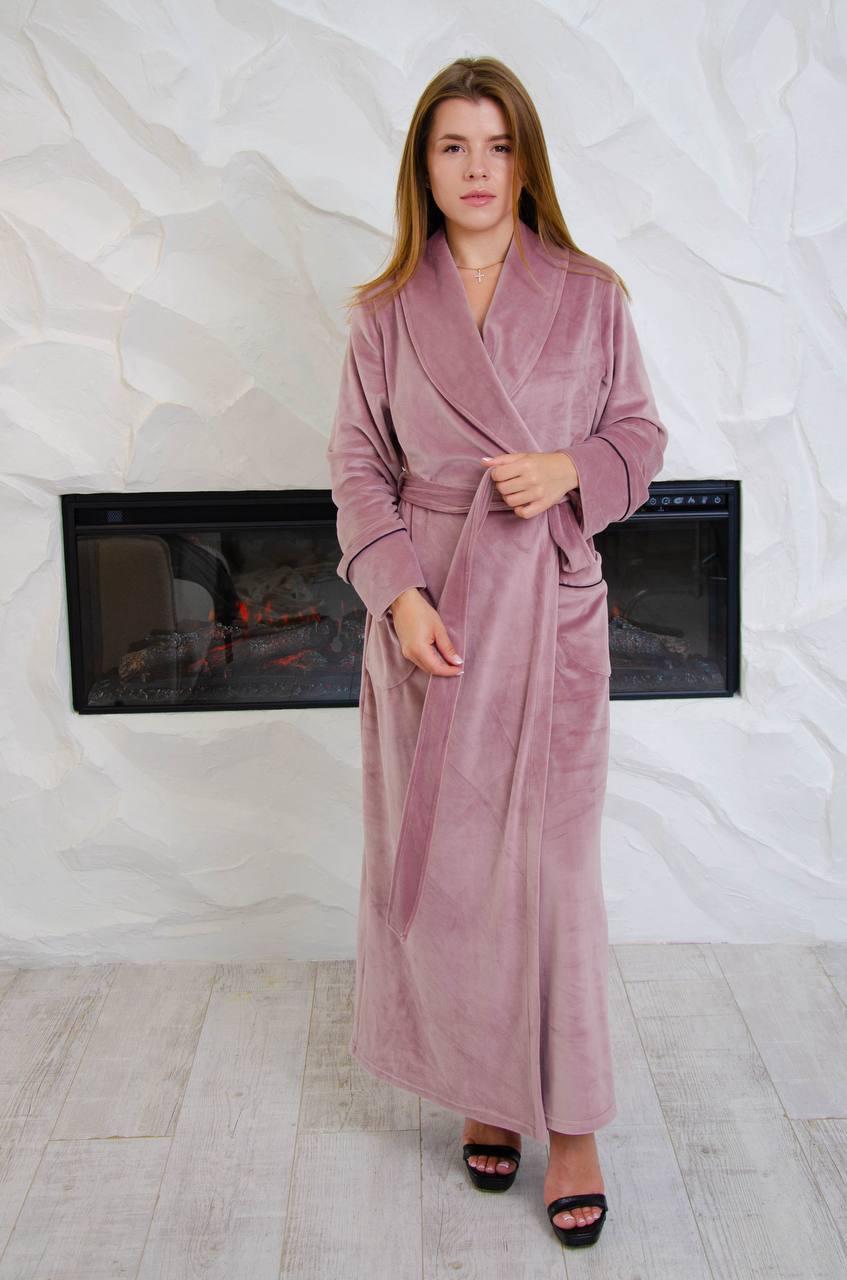 Халат велюровый L Пудровый (Д-al-velhal-001-02)