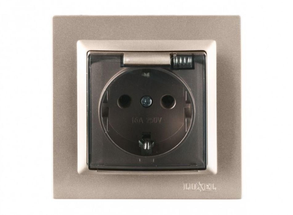 Розетка Luxel Jazz с заземлением и крышкой Терракотовый (9211)