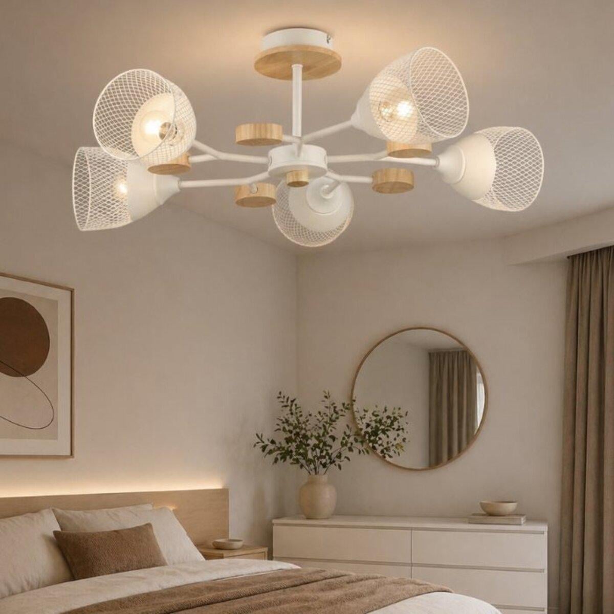 Люстра потолочная Light House SRS-20374/5 Белый/Дерево