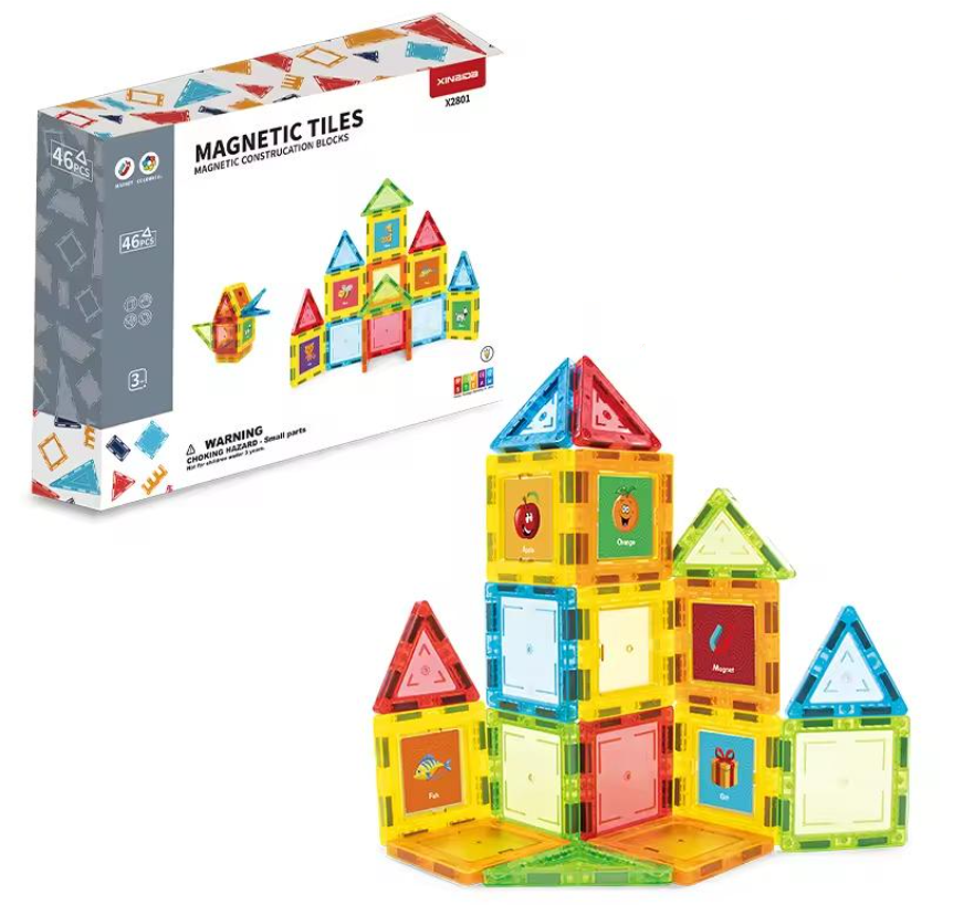 Конструктор дитячий магнітний 46 деталей Різнокольоровий Конструктор дитячий магнітний 46 деталей Різнокольоровий