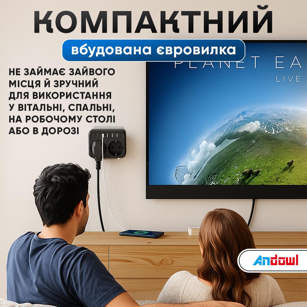 Сетевой адаптер Andowl Q-PX220X1 8в1 Черный (aa3d34bf) - фото 5