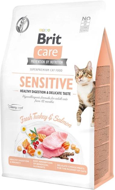 Корм беззерновий для вибагливих кішок Brit Care Sensitive Digestion&Delicate Taste з індичкою і лососем 400 г (894/04) - фото 1