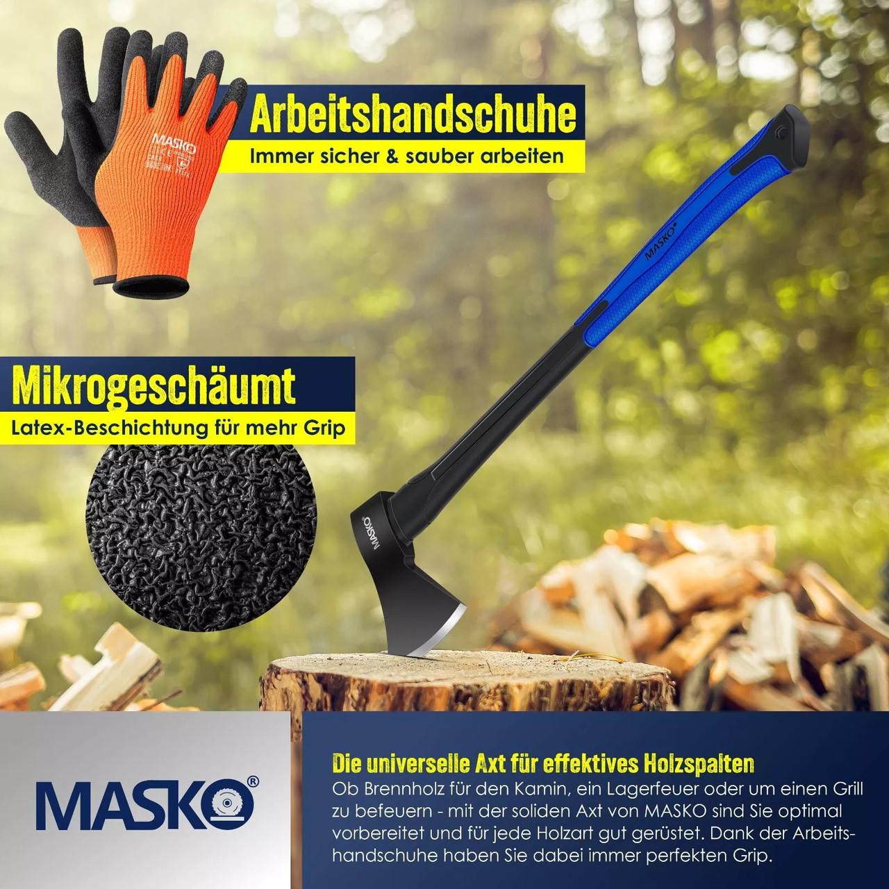 Топор универсальный MASKO с набором перчаток 800 г Черный/Синий - фото 5 Топор универсальный MASKO с набором перчаток 800 г Черный/Синий - фото 5
