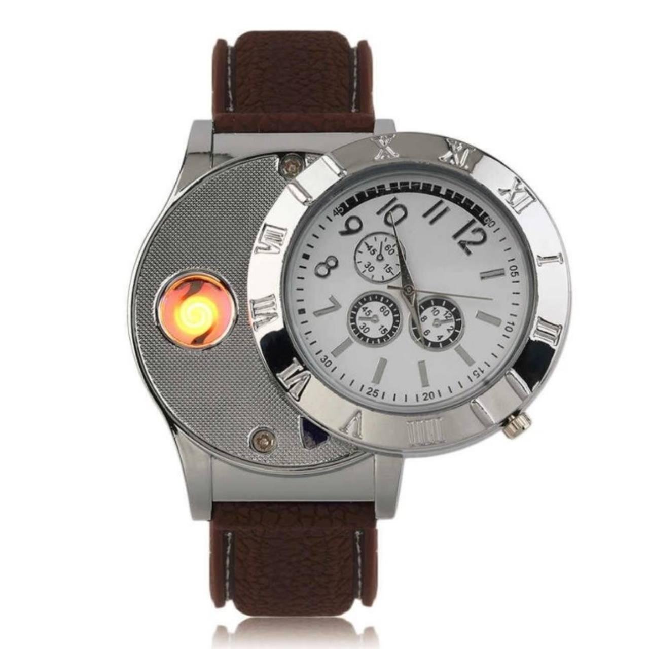 Наручные часы мужские со встроенной зажигалкой USB Коричневый (00f02a15)