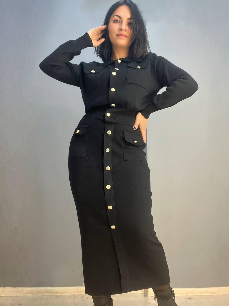 Костюм жіночий De Red 8672 кардиган та спідниця OS Чорний (3205) - фото 8 Костюм жіночий De Red 8672 кардиган та спідниця OS Чорний (3205) - фото 8