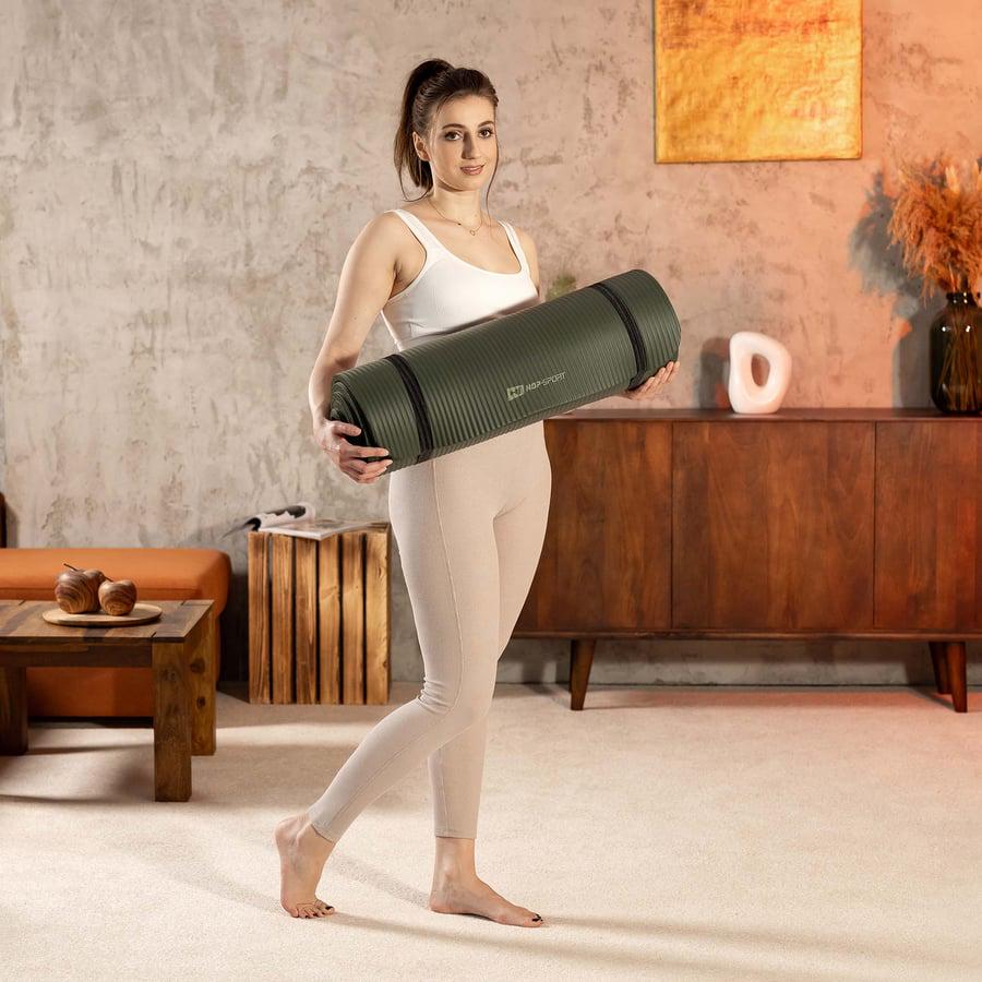 Коврик для йоги Hop-Sport HS-NB010GM NBR 1 см Темный Хаки (5164) - фото 5 Коврик для йоги Hop-Sport HS-NB010GM NBR 1 см Темный Хаки (5164) - фото 5