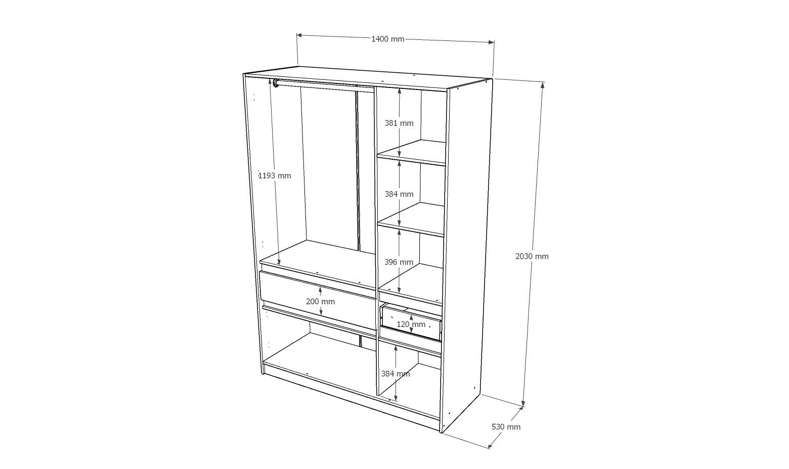 Шкаф Everest Style 1400х530х2030 мм Кашемир/Бетон (11476) - фото 3 Шкаф Everest Style 1400х530х2030 мм Кашемир/Бетон (11476) - фото 3