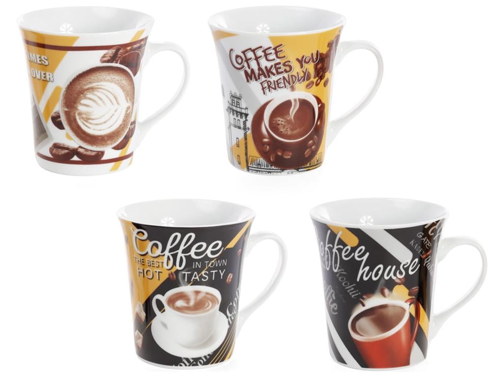 Чашка Coffee 4 дизайна 375 мл набор 4 шт. (BDI-334-417)