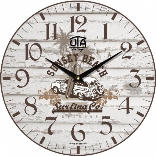 Часы настенные UTA Vintage Пляжная тема 33х33 см (117810)