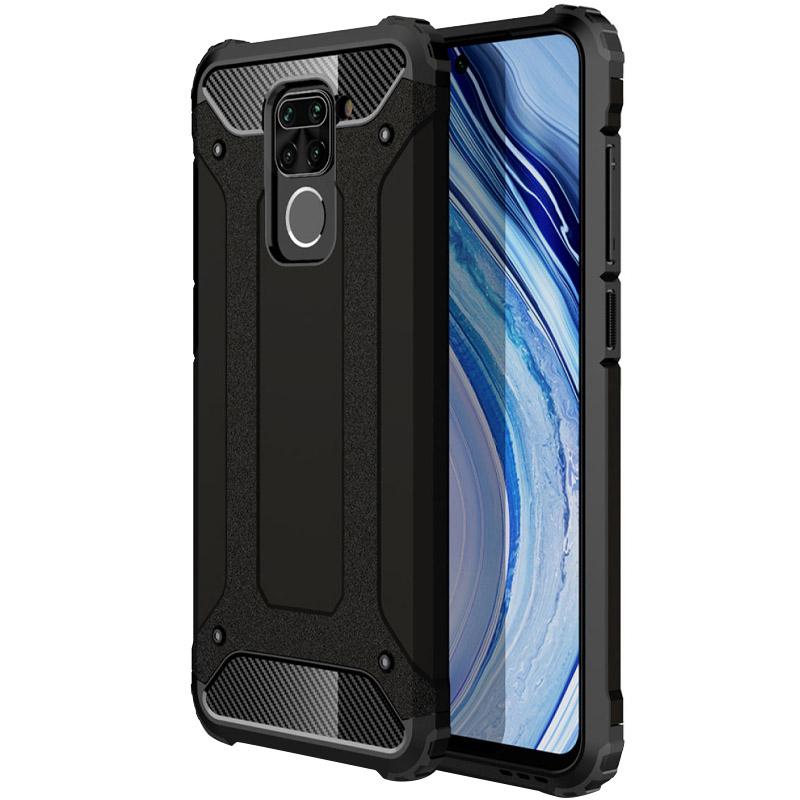 Бронированный противоударный TPU+PC чехол Immortal для Xiaomi Redmi Note 9s/Note 9 Pro/Note 9Pro Max Черный