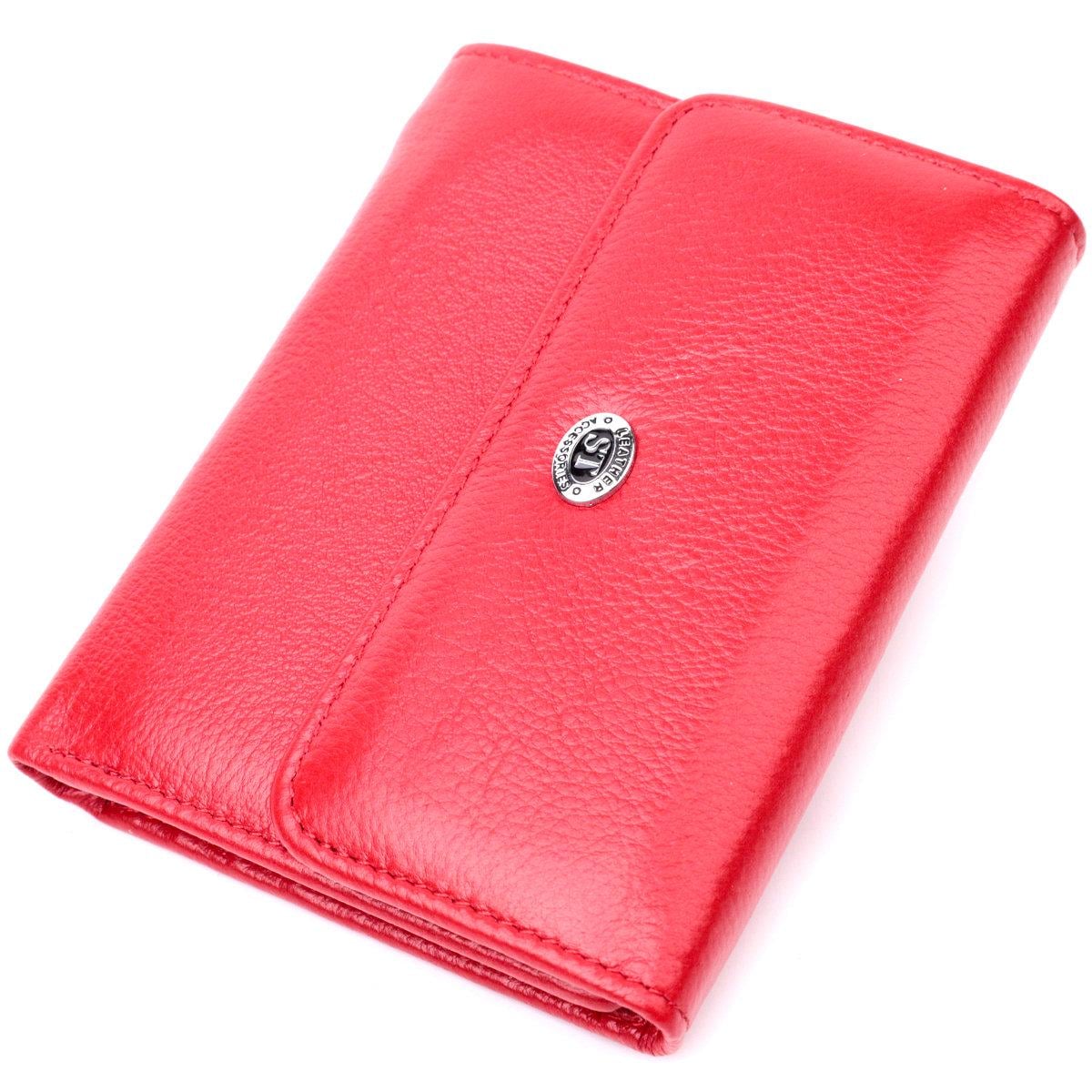 Кошелек женский ST Leather 19482 с карманом для монет на молнии из натуральной кожи Красный (168-136-19482)