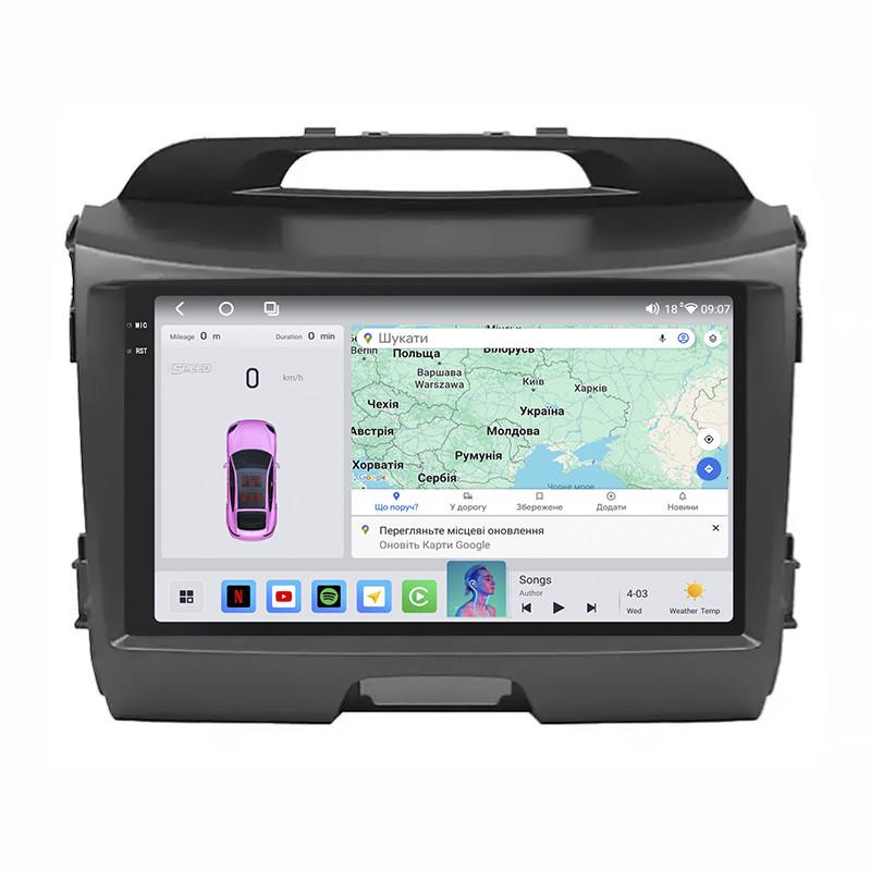 Автомагнитола штатная Lesko для Kia Sportage III Рестайлин 2014-9" 4/64 QLED CarPlay/4G/Wi-Fi/GPS 360°