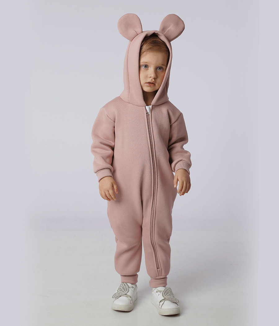 Комбинезон детский BUNNY BOX Микки с ушками триника утепленный р. 80 Пудровый (00980) - фото 4