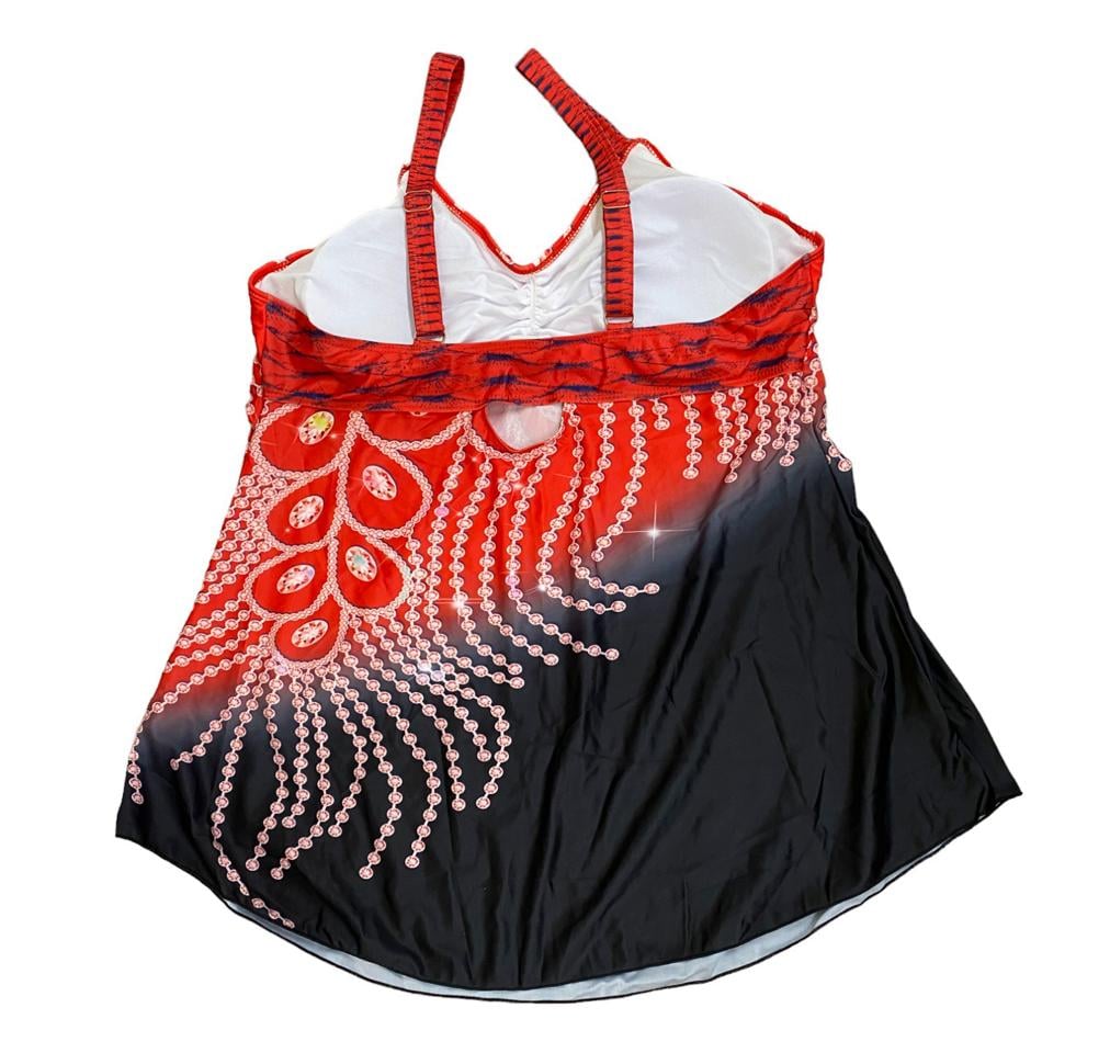 Купальник-платье женское раздельное танкини 2XL Красный (2366) - фото 6