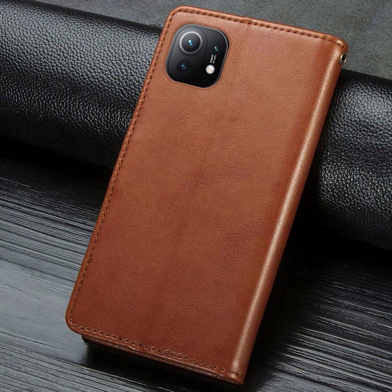 Противоударный кожаный чехол книжка GETMAN Gallant (PU) для Xiaomi Mi 11 Коричневый - фото 6