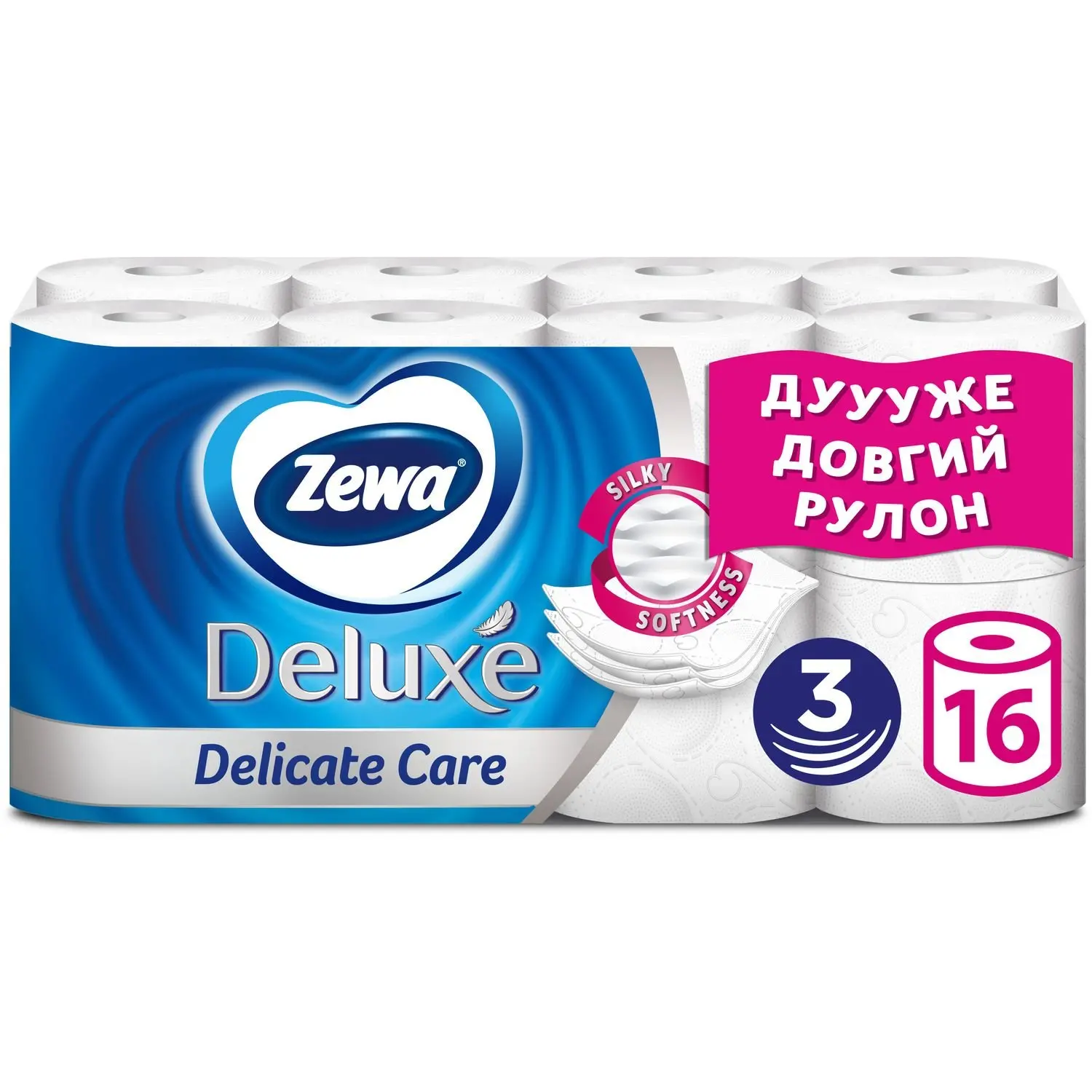 Туалетная бумага трехслойная Zewa Deluxe pure 16 рулонов Белый (313321)