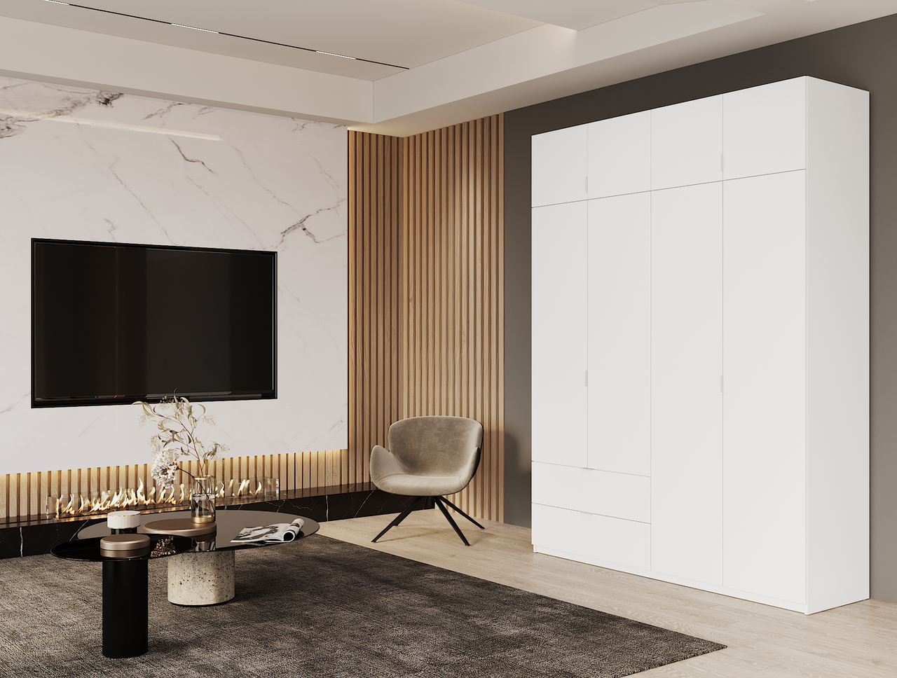 Шкаф распашной с антресолью Doros Лукас 180х50х240 см Белый (DRS-011191)