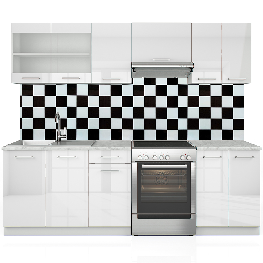 Фартук на кухню шахматная доска 600х3600 мм 6 шт.