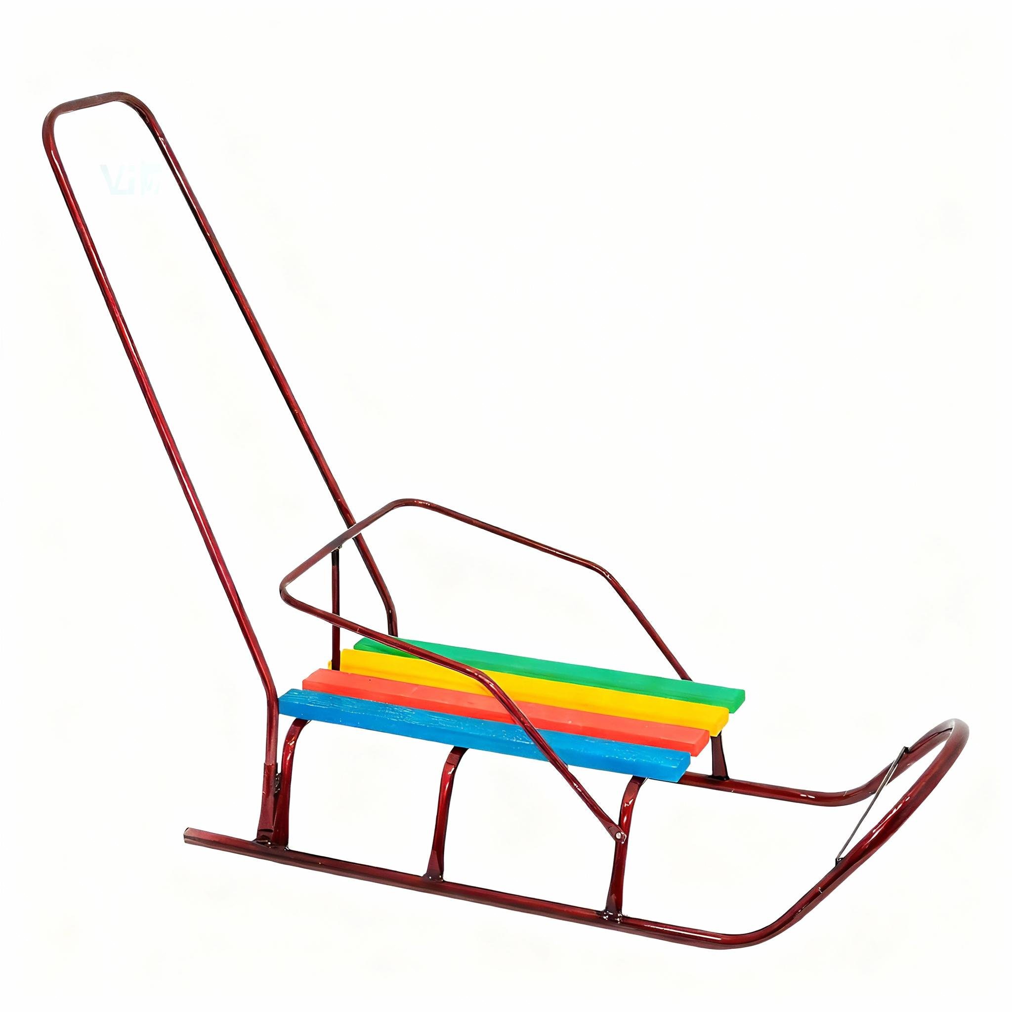 Сани детские Классик с ручкой круглые полозья Бордовый (29877064)