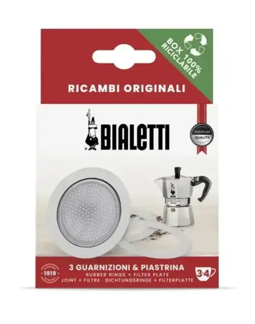 Набор для гейзерных кофеварок Bialetti 3 уплотнителя и сито (990800033/NP)