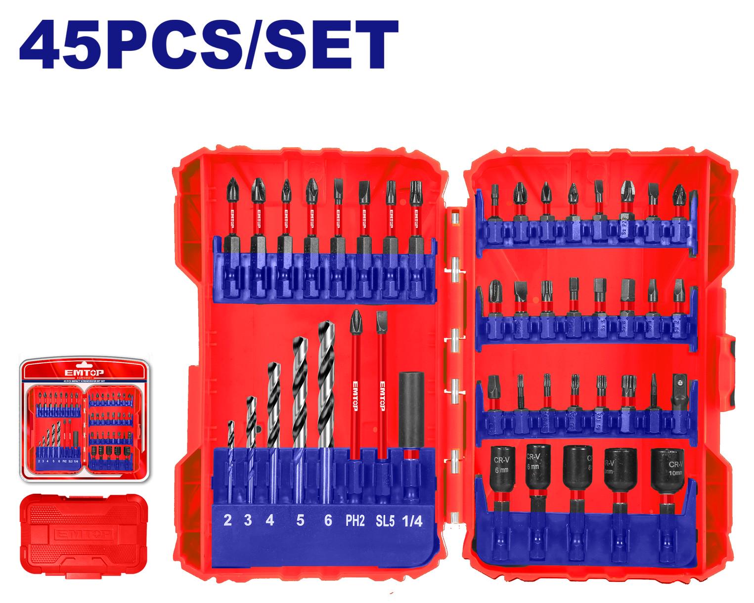 Набір ударних біт EMTOP ESBT04501 45 шт. - фото 2 Набір ударних біт EMTOP ESBT04501 45 шт. - фото 2