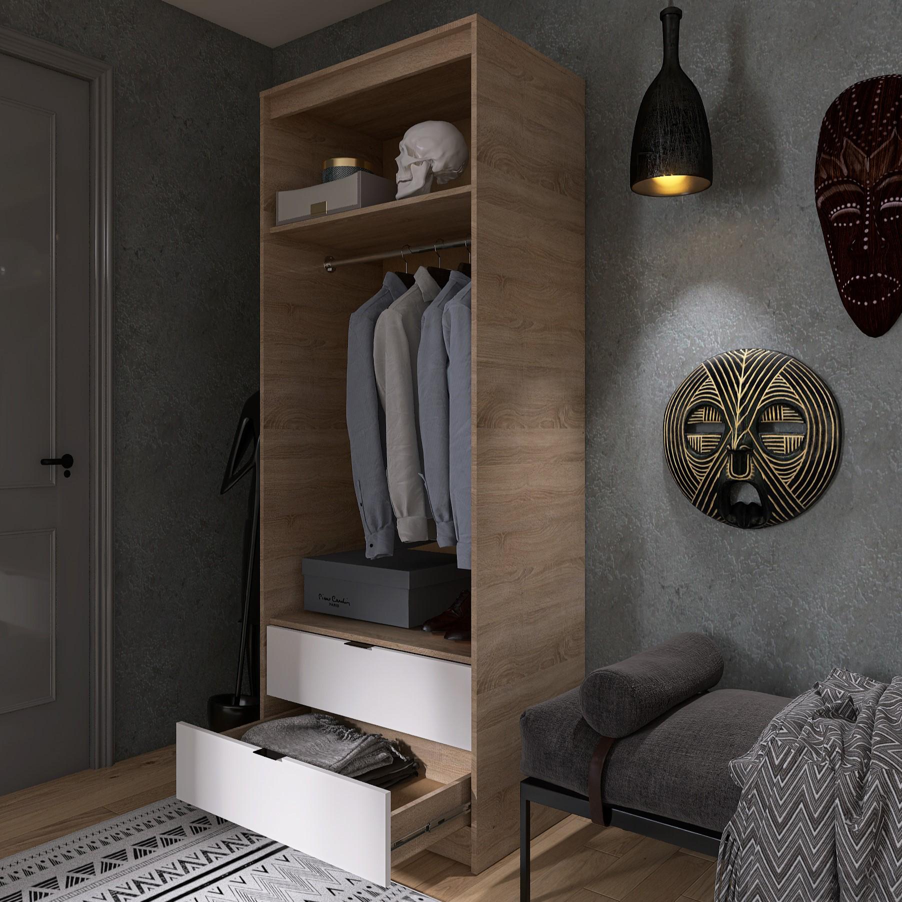 Шкаф Everest Сити 800 802х500х2046 мм Сонома/Белый (11429) - фото 2 Шкаф Everest Сити 800 802х500х2046 мм Сонома/Белый (11429) - фото 2