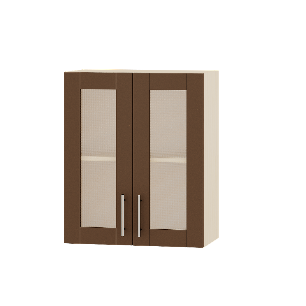 Шкаф верхний Эверест Оптима модуль Верх витрина ВВ10-600 60х30х72 см Капучино/Дуб молочный (03799)