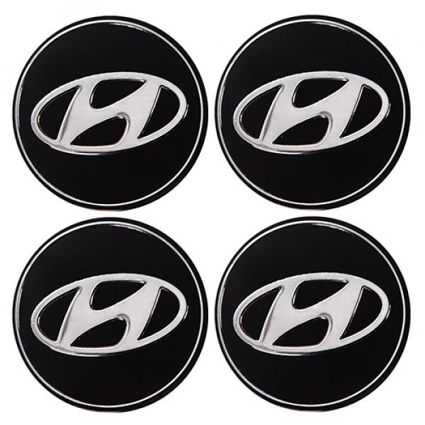 Наклейки на колпаки для Hyundai 60 мм Черный
