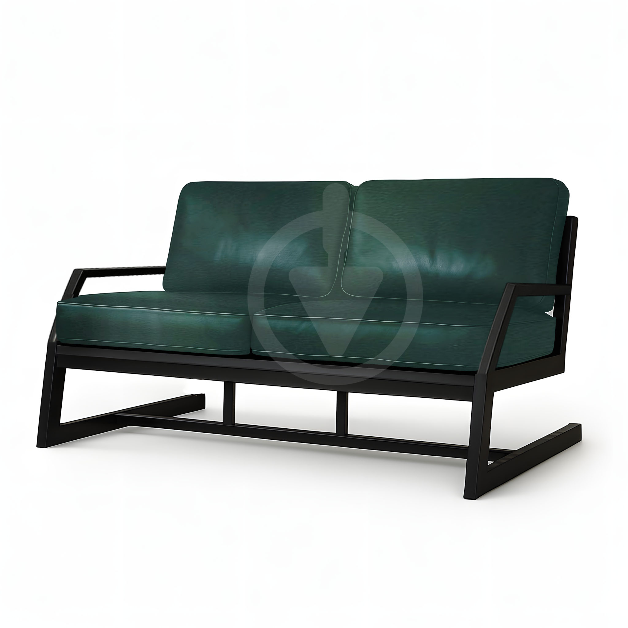 Диван металлический AVVS Атлас с подлокотниками лофт экокожа 126 см Темно-зеленый