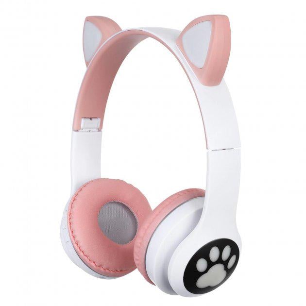 Навушники бездротові Cat Ear VZV-23M Bluetooth з RGB підсвіткою і котячими вушками Рожевий - фото 1