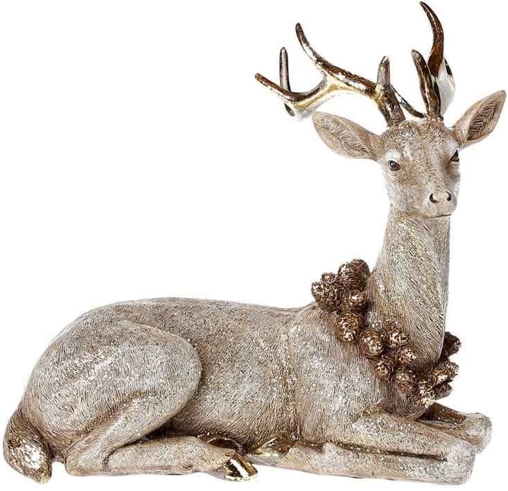 Декоративная статуэтка Олень с венком из шишек 21,5 см (BD-218-710)