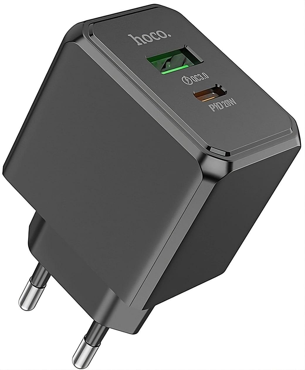 Мережевий зарядний пристрій Hoco CS14A PD 20W/QC3.0 з двома портами USB-A/USB-C