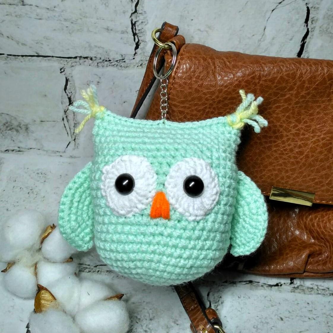 Брелок вязаный ручной работы Сова амигуруми (202-28)