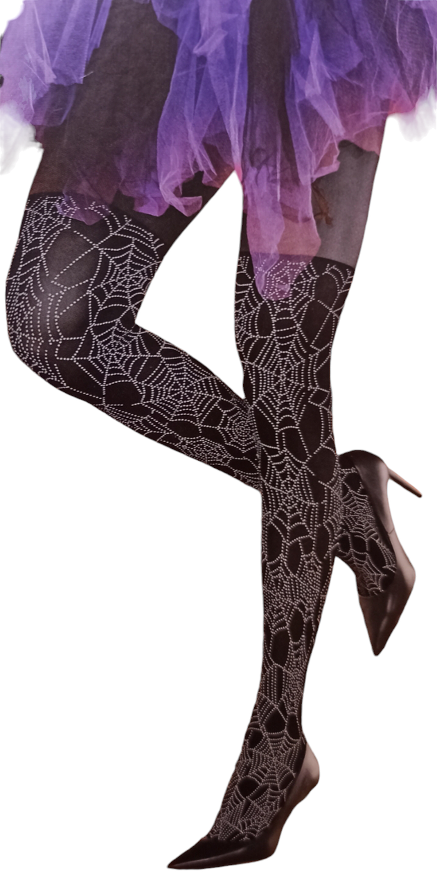 Колготки с большой паутинкой на Хэллоуин 20\50 den L р. 46-48 Черный (L0169)
