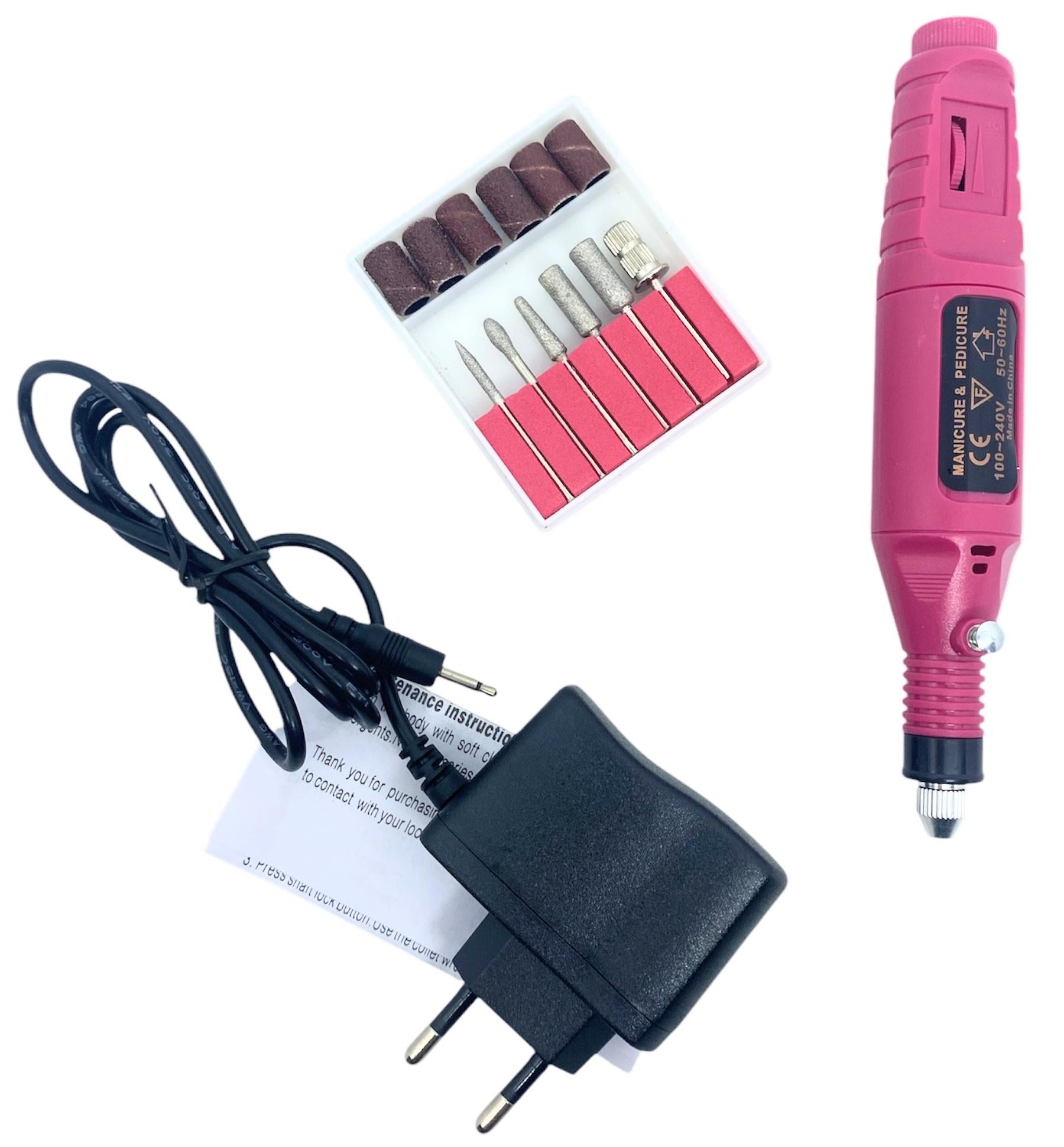 Фрезер для манікюру та педикюру з шістьма насадками для нігтів