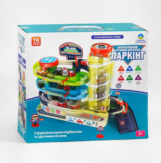 Дитячий музичний гараж для машинок TK Group 799920 з автоматичним підйомником 3 поверхи українська озвучка (2009015728)